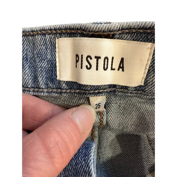 Pistola Distressed Light Wash Button-Fly Straight-Leg Jeans Size 25 EUC - Picture 8 of 10
